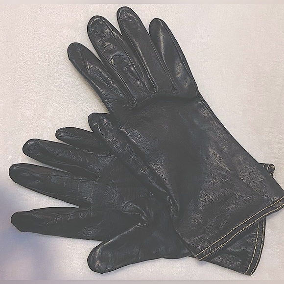 Daniel Black leather Gloves W Sz M - Picture 1 of 3